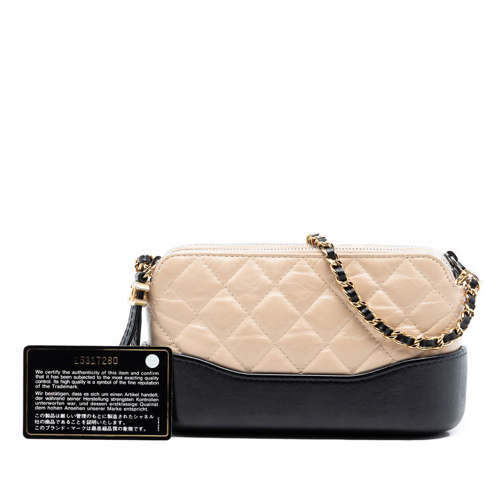 Pre-Loved Chanel Bicolor Aged Calfskin Gabrielle Double Zip Clutch with Chain - Picture 8 of 8